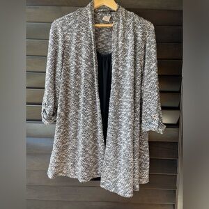 Faded Glory Black And White Open Cardigan With Attached Black Cami Size 18W/20W